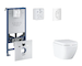 Grohe Rapid SLX - Set předstěnové instalace, klozetu, sedátka SoftClose a tlačítka Arena Cosmopolitan, Triple Vortex, alpská bíl