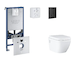 Grohe Rapid SLX - Set předstěnové instalace, klozetu, sedátka SoftClose a tlačítka Even, phantom black SANI11BB5107