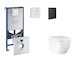 Grohe Rapid SLX - Set předstěnové instalace, klozetu, sedátka SoftClose a tlačítka Even, Triple Vortex, phantom black SANI11BB51