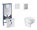 Grohe Rapid SLX - Set předstěnové instalace, klozetu, sedátka SoftClose a tlačítka Skate Cosmopolitan, kartáčovaná nerezová ocel