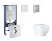 Grohe Rapid SLX - Set předstěnové instalace, klozetu, sedátka SoftClose a tlačítka Skate Cosmopolitan, kartáčovaná nerezová ocel