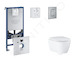 Grohe Rapid SLX - Set předstěnové instalace, klozetu, sedátka SoftClose a tlačítka Skate Cosmopolitan, kartáčovaná nerezová ocel