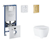 Grohe Rapid SLX - Set předstěnové instalace, klozetu, sedátka SoftClose a tlačítka Skate Cosmopolitan, kartáčovaný Cool Sunrise 