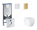 Grohe Rapid SLX - Set předstěnové instalace, klozetu, sedátka SoftClose a tlačítka Skate Cosmopolitan, kartáčovaný Cool Sunrise 