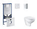 Grohe Rapid SLX - Set předstěnové instalace, klozetu, sedátka SoftClose a tlačítka Skate Cosmopolitan, matný chrom SANI11BB2102