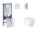 Grohe Rapid SLX - Set předstěnové instalace, klozetu, sedátka SoftClose a tlačítka Skate Cosmopolitan, matný chrom SANI11BB2108