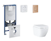 Grohe Rapid SLX - Set předstěnové instalace, klozetu, sedátka SoftClose a tlačítka Skate Cosmopolitan, Triple Vortex, kartáčovan