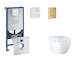 Grohe Rapid SLX - Set předstěnové instalace, klozetu, sedátka SoftClose a tlačítka Skate Cosmopolitan, Triple Vortex, kartáčovan