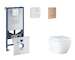 Grohe Rapid SLX - Set předstěnové instalace, klozetu, sedátka SoftClose a tlačítka Skate Cosmopolitan, Triple Vortex, kartáčovan