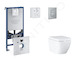 Grohe Rapid SLX - Set předstěnové instalace, klozetu, sedátka SoftClose a tlačítka Skate Cosmopolitan, Triple Vortex, kartáčovan