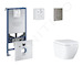 Grohe Rapid SLX - Set předstěnové instalace, klozetu, sedátka SoftClose a tlačítka Skate Cosmopolitan, Triple Vortex, kartáčovan
