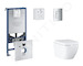 Grohe Rapid SLX - Set předstěnové instalace, klozetu, sedátka SoftClose a tlačítka Skate Cosmopolitan, Triple Vortex, matný chro
