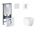 Grohe Rapid SLX - Set předstěnové instalace, klozetu, sedátka SoftClose a tlačítka Skate Cosmopolitan, Triple Vortex, Moon White