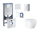 Grohe Rapid SLX - Set předstěnové instalace, klozetu, sedátka SoftClose, tlačítka Skate Cosmopolitan a sady pro vhazování tablet