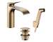 Hansgrohe Vivenis - Umyvadlová baterie s výpustí Push-Open a bidetovou sprškou, EcoSmart, kartáčovaný bronz 75210140