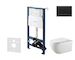 kielle Genesis New - Set předstěnové instalace, klozetu Gaia, Rimless, sedátka softclose a tlačítka Gemini New III, matná černá 
