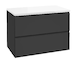 kielle Oudee - Skříňka včetně desky pod umyvadlo 80x55x46 cm, matná černá/lesklá bílá 50002S814